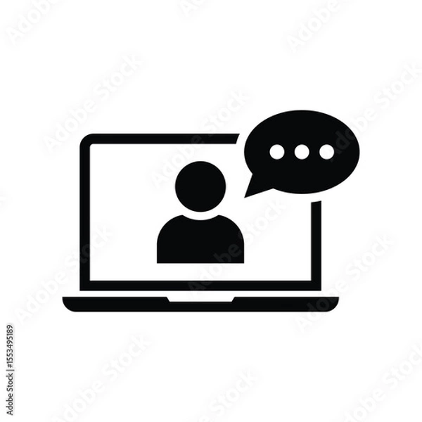 Fototapeta Webinar online class vector icon and glyph design on white background