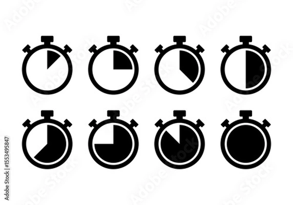 Obraz Stopwatch timer icon set