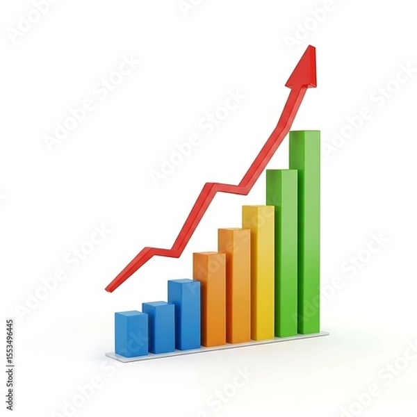 Fototapeta Colorful Bar Graph Showing Upward Trend, Growth, and Progress