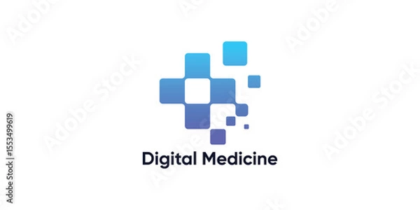 Fototapeta logo design plus and digital,design technology modern medical tech.