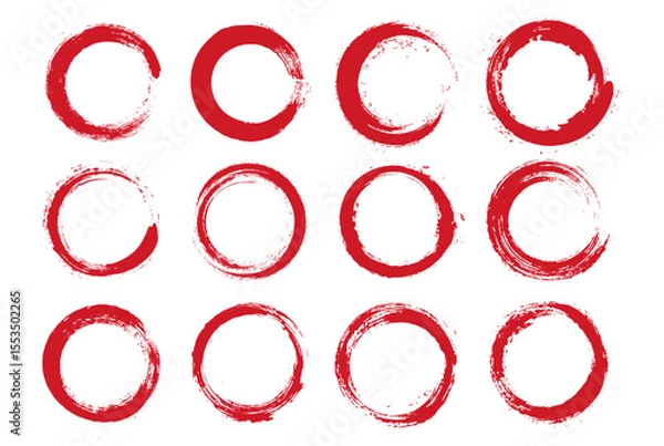 Obraz Set of grunge circle brush
