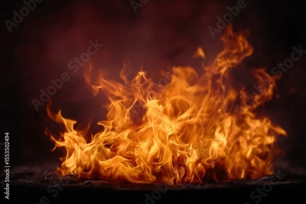 Obraz Fiery Flames in Dark Background