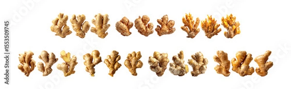 Obraz Pack of Exceptional Ginger Root Collection HighResolution Images of Fresh Ginger against transparent Background