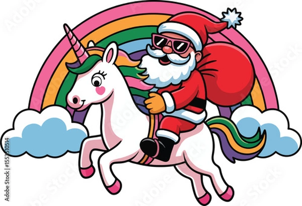 Obraz Santa Riding Unicorn