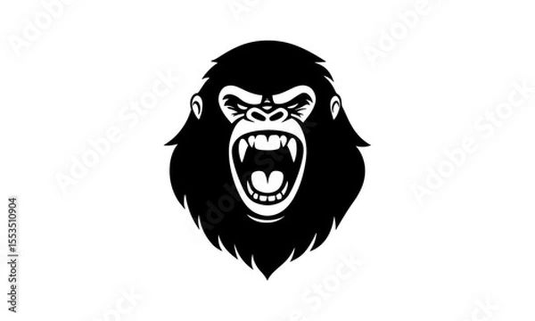 Obraz Vector silhouette screaming gorilla face.