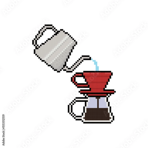 Obraz coffee pour drip pixel art