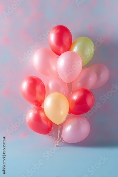 Fototapeta Colorful Bunch of Balloons Against a Pastel Background