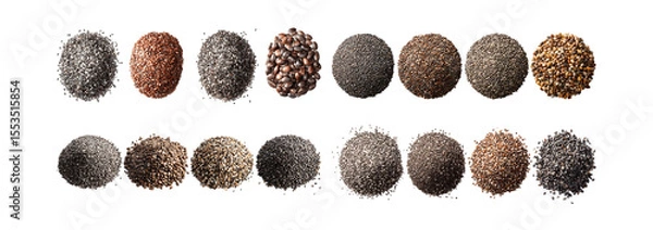 Obraz Pack of Chia Seeds Nutritional Powerhouses  Varieties  Uses against transparent Background