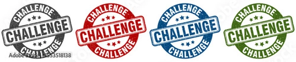 Fototapeta challenge stamp. challenge round stamp set isolated on white background