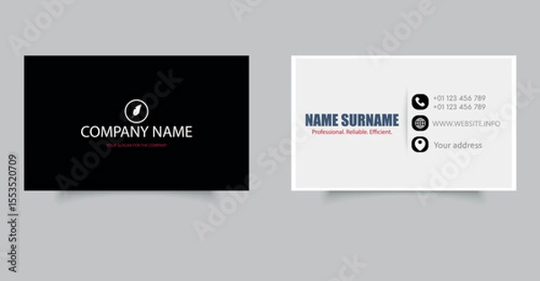 Obraz Black Business Card Design Layout. Editable file