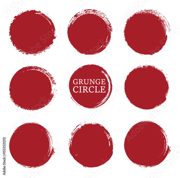 Obraz Set of circular red brush strokes