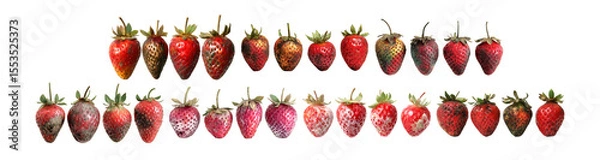 Obraz Pack of Strawberry Decay Progression A Visual Guide to Spoilage and Mold Growth in Berries against transparent Background