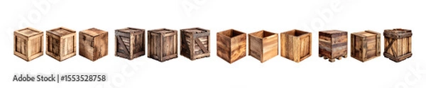 Obraz Pack of Intricate Wooden Cubes A Collection of Unique Designs against transparent Background
