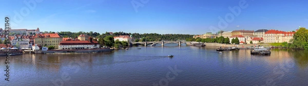 Fototapeta Panoramic river view from Charles Bridge, Prague, Czech Republic