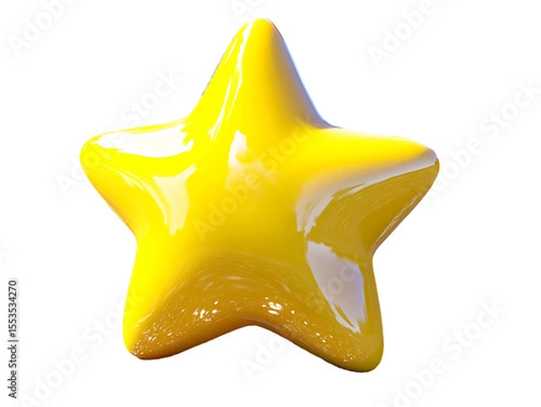 Fototapeta Shiny Yellow Star 3D Render on Transparent Background