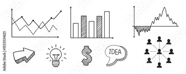 Obraz Hand drawn Business Doodle Icon Set