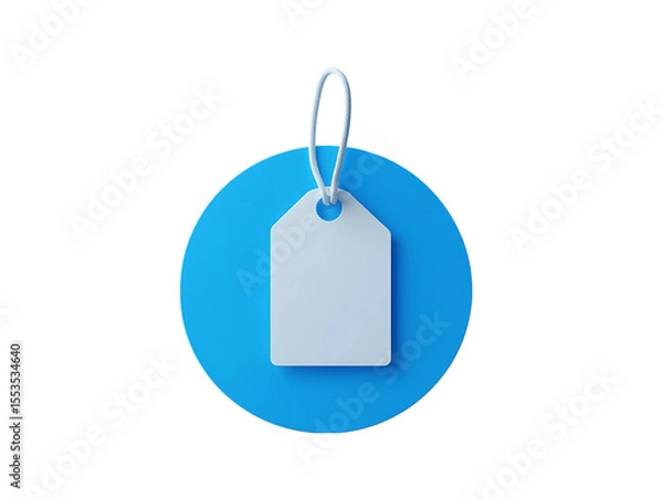 Fototapeta 3D Of Blank White Tag on Blue Circle on Transparent Background
