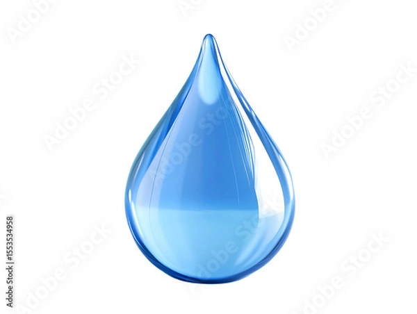 Fototapeta 3D Of Single Blue Water Drop on Transparent Background