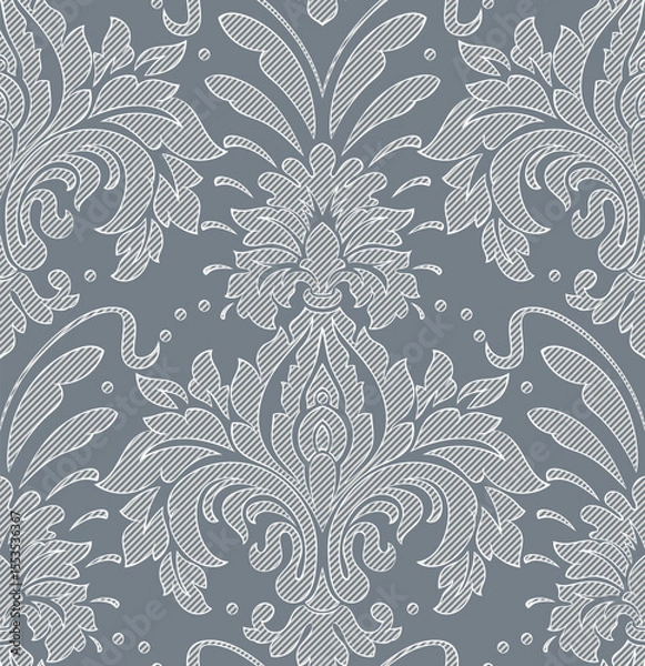 Fototapeta Damask modern seamless pattern element. Vintage classical old fashioned damask ornament, seamless texture for wallpapers, textile.