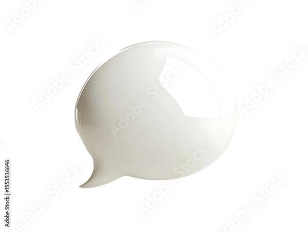 Fototapeta 3D Of Glossy White Speech Bubble on Transparent Background