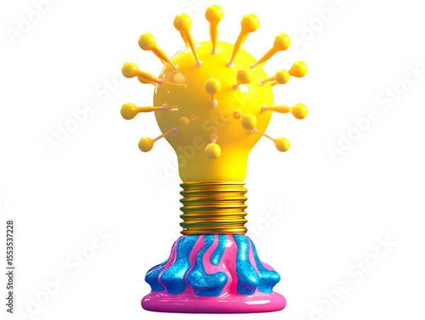 Fototapeta 3D Of Bright Idea Virus Lightbulb on Transparent Background