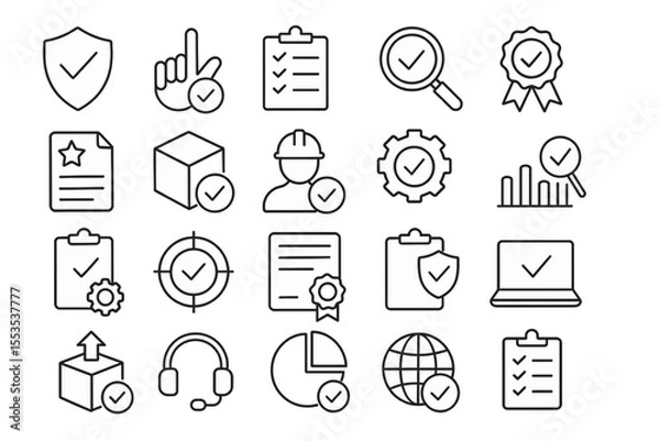 Obraz  20 outline Quality control Vector Icon Set.