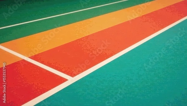 Fototapeta Tennis court diagonal view, showing baselines and service lines, texture, sporting