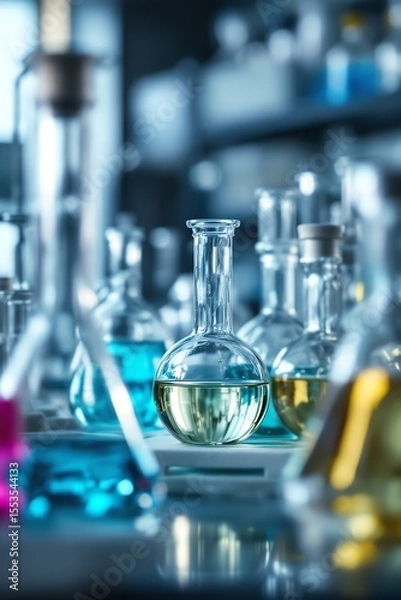 Fototapeta Laboratory glassware filled with liquids