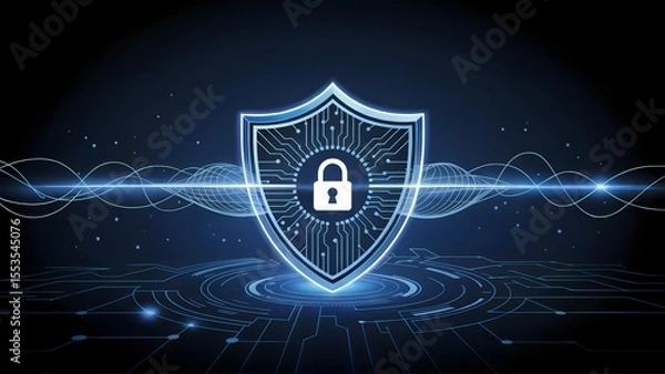 Fototapeta Futuristic Padlock Shield Interface with Radiating Energy