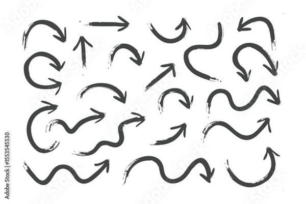 Fototapeta Arrow Direction Set: A versatile set of hand-drawn arrows pointing in various directions, perfect for visual communication and design, simple style.