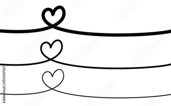 Fototapeta Heart shape. Continuous linear art doodle drawing vector illustration. Love one line symbol.