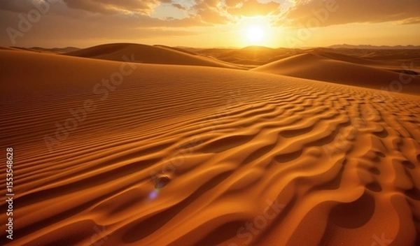 Fototapeta Ethereal Ochre Dunes: Ancient Landscape Rippling With Subtle Light And Shadow