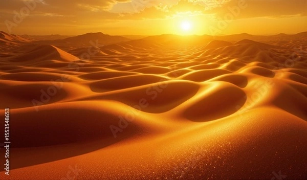 Fototapeta Abstract Desert Landscape: Ochre Dunes, Sienna Patterns, Golden Light, Serene and Dramatic