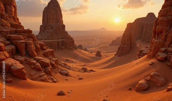 Fototapeta Eroded Sand Idols in Twilight Dunes: Ethereal Landscape of Shifting Sands