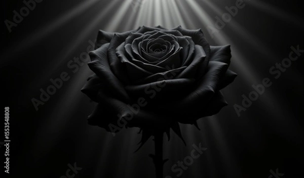 Fototapeta Black Rose Illuminated: Ethereal Petals, Soft Light, Dramatic Shadows, Mysterious Aura