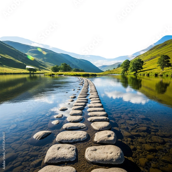 Fototapeta Stone Pathway Through Reflective Lake