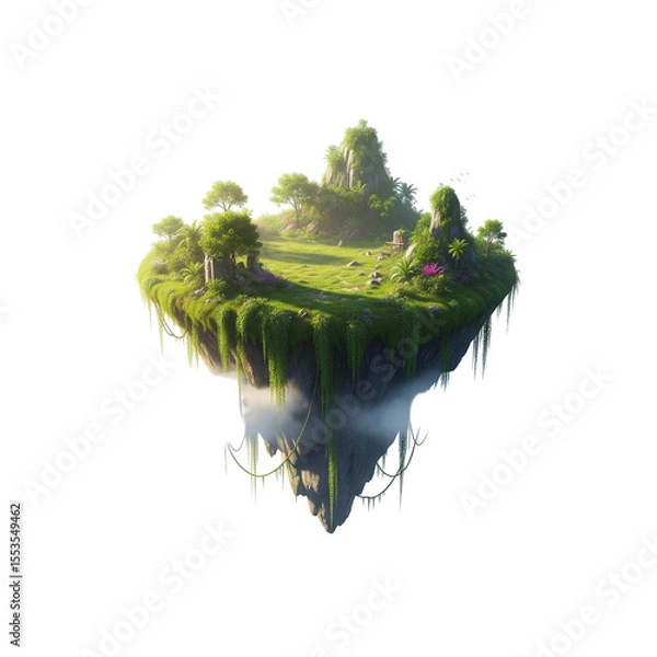 Fototapeta Fantasy Floating Island with Lush Greener