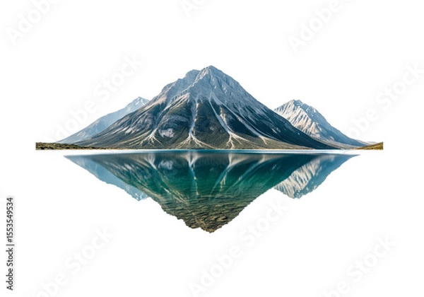 Fototapeta Symmetrical Reflection of Snowy Mountain Peak