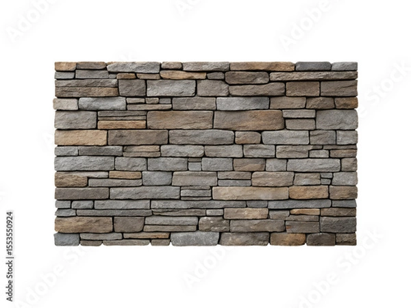 Fototapeta Detailed Stonework Design with Varied Colors and Rectangular Stone Brick Pattern transparent background