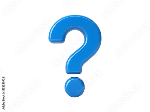 Fototapeta A Glossy Light Blue Question Mark Symbol on a transparent background