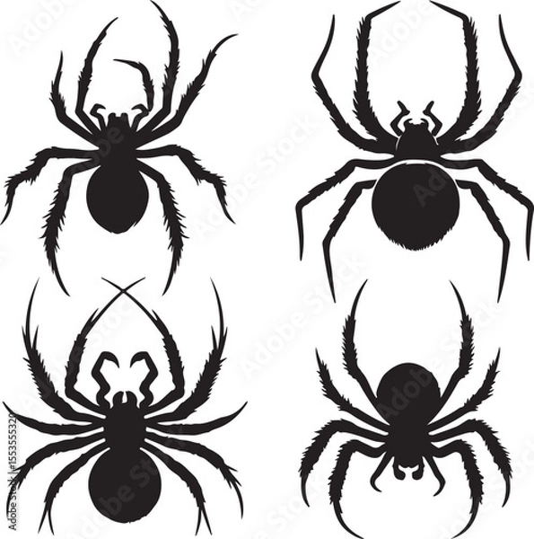 Obraz Spider text icon silhouette vector with white background