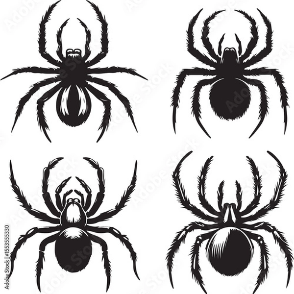 Obraz Spider text icon silhouette vector with white background