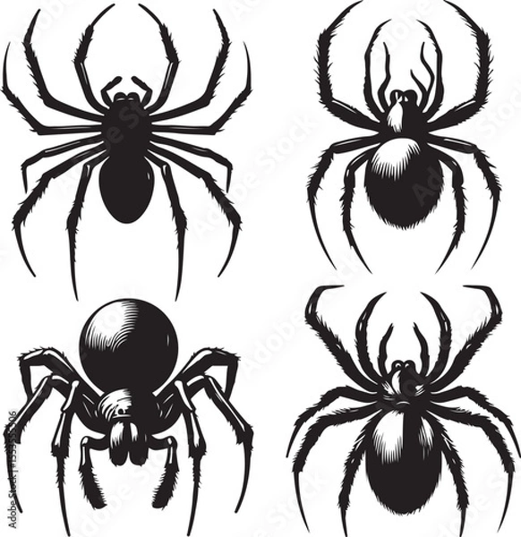 Obraz Spider text icon silhouette vector with white background