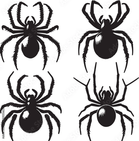 Obraz Spider text icon silhouette vector with white background