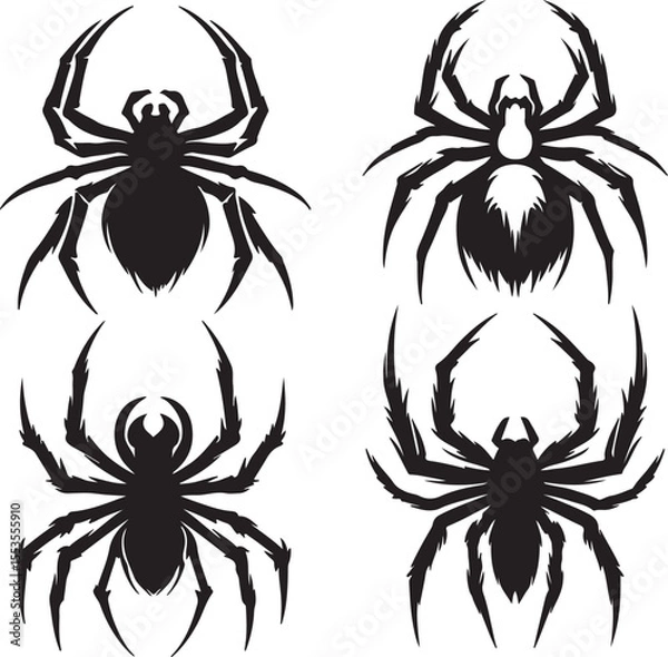 Obraz Spider text icon silhouette vector with white background