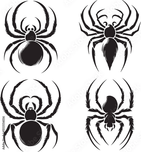 Obraz Spider text icon silhouette vector with white background