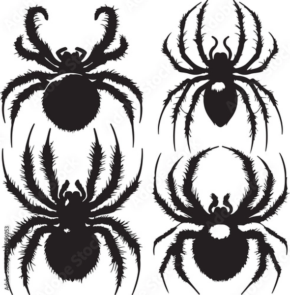 Obraz Spider text icon silhouette vector with white background