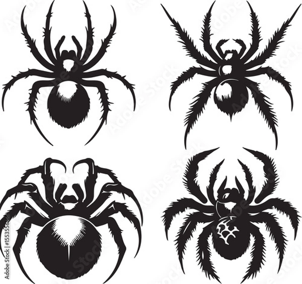 Obraz Spider text icon silhouette vector with white background