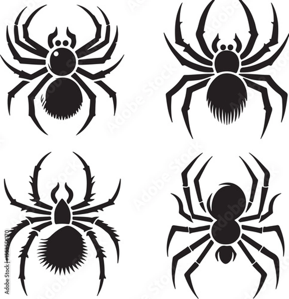 Obraz Spider text icon silhouette vector with white background