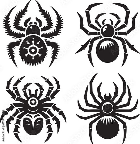 Obraz Spider text icon silhouette vector with white background